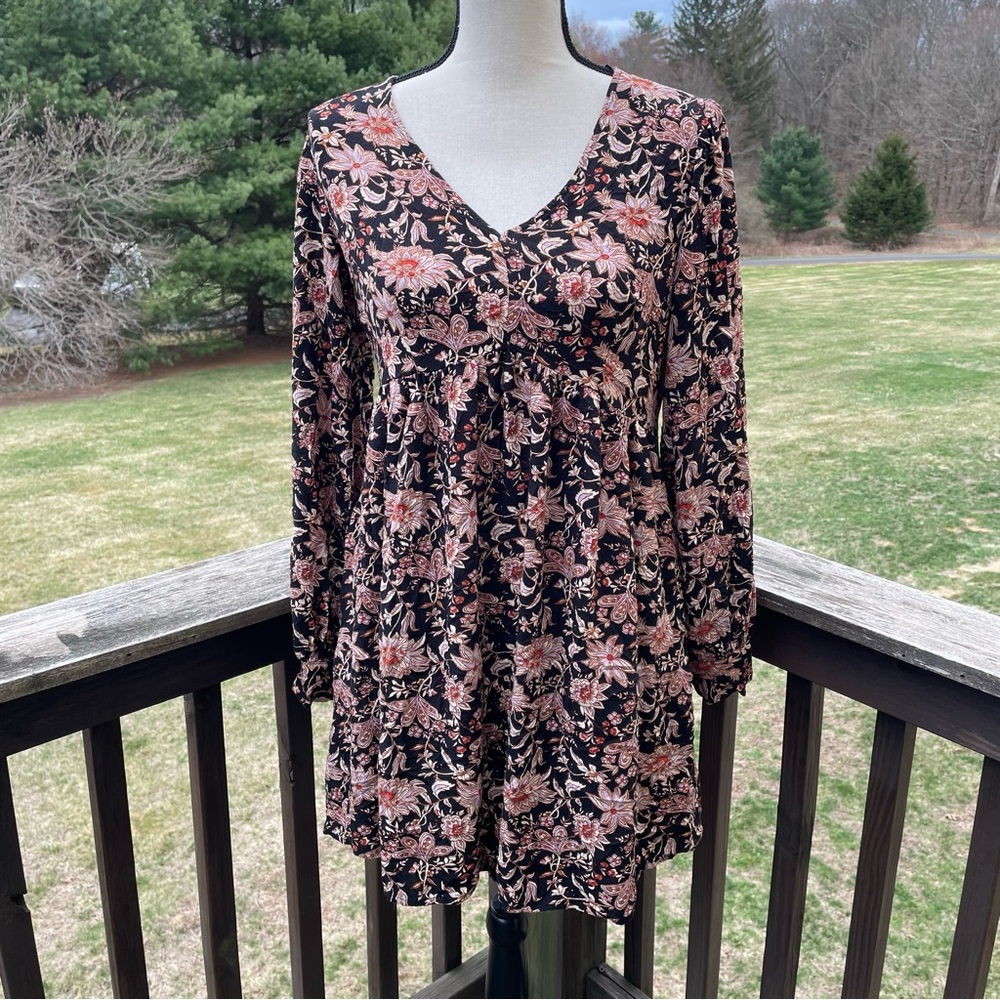 Knox Rose babydoll dress floral boho hippie festival romantic summer black beige